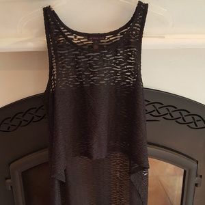 Material Girl Hi-Low Black Sheer Tank Top